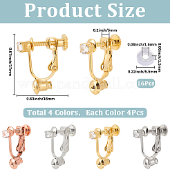 16 шт. 4-х цветная латунь с кубическим цирконием клипсы-конвертеры фурнитура&nbsp;KK-SP0002-48