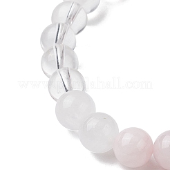 Braccialetti elastici con perline rotonde in quarzo rosa naturale e pietre preziose miste per le donne&nbsp;BJEW-JB11056-02