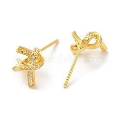 925 серебряная фурнитура для сережек-гвоздиков с микропаве из кубического циркония STER-P056-08G