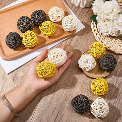 15 pz 3 palline di vimini in rattan colorate&nbsp;AJEW-SC0004-25B