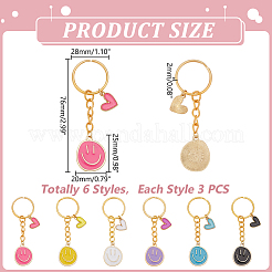 18 шт. 6-цветные эмалевые брелки с подвесками&nbsp;KEYC-HY00016