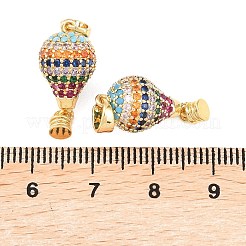 真鍮製マイクロパヴェキュービックジルコニアペンダント  熱気球チャーム  ゴールドカラー  21x9.5mm  穴：4.5x3mm&nbsp;LS-KK-H249-01G