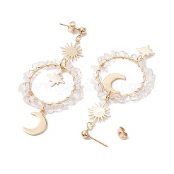 Винтажные серьги-пусеты из смешанного камня из натурального камня&nbsp;EJEW-JE05806