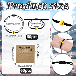 60 Stück Baseball-Armbänder aus geflochtenen Acrylperlen&nbsp;BJEW-WA0001-05
