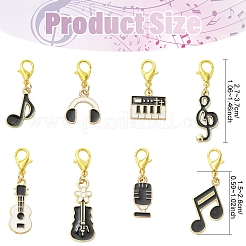 8 шт. 8 стиля эмалевых музыкальных инструментов и подвесных украшений в виде музыкальных нот&nbsp;HJEW-YW00321