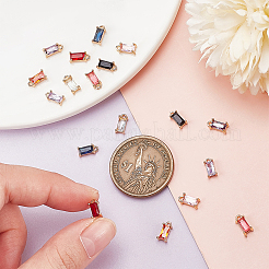 36 шт. 9-х цветные подвески из золотистой латуни с микропаве из кубических цирконий&nbsp;KK-PH0010-99