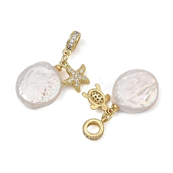 Messing mikro pflastern klare kubik zirkonia europäische baumeln charme&nbsp;PALLOY-JF05895-02