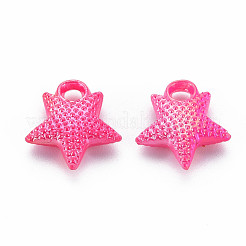 プラスチックチャーム  ABカラー  スター  ミックスカラー  17x15x4.5mm  穴：2mm  約1000個/袋&nbsp;KY-N017-009