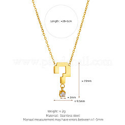 Ожерелья с подвесками из нержавеющей стали 304 с прозрачными кубическими цирконами&nbsp;WG589CA-01