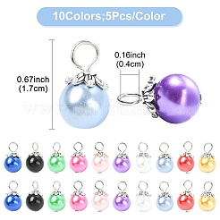 50 шт. подвески из круглых бусин из двухцветного стекла и жемчуга&nbsp;PALLOY-YW00151