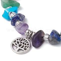 Bracelets de perles tressées avec pierres précieuses naturelles et synthétiques chakra&nbsp;BJEW-JB09824