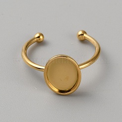 304ステンレススチールオープンカフリング金具  ベゼルカップリングのセッティング  オーバル  ゴールドカラー  内径：18.6mm  楕円形のトレイ：10x8mm&nbsp;STAS-WH0036-30B-G