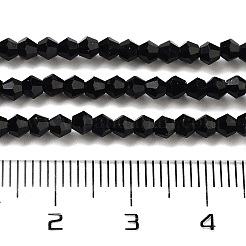 オーストリアの水晶の模造品5301 双円錐形ビーズ  カット加工ガラスビーズ連売り  ブラック  2x3mm  穴：0.5mm  約160~180個/連  16.54インチ〜17.32インチ（42~44cm）&nbsp;X-GLAA-S026-2mm-10