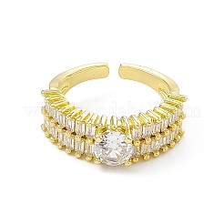 Прозрачное кубическое циркониевое плоское круглое открытое кольцо-манжета&nbsp;RJEW-I091-16G