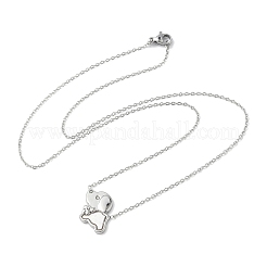 Ожерелья с подвеской в виде собаки из нержавеющей стали 304 с белой эмалью и хрустальными стразами для женщин NJEW-M101-03P
