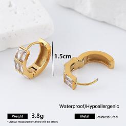 Boucles d'oreilles créoles en acier inoxydable 304 avec zircones cubiques pour femmes&nbsp;JH6126