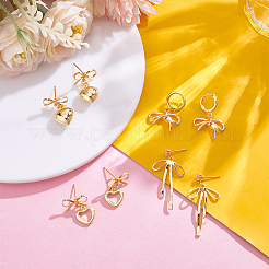 4 пара сережек-гвоздиков и комплект из колец из латуни EJEW-UN00011