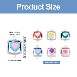 20 Stück Polymer Clay Herz & CCB Quadrat Rahmen Glieder Verbinder Charms&nbsp;CLAY-TADJ0001-09
