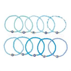 10 шт. эластичных браслетов из стеклянных бусин и смоляных бусин для женщин&nbsp;BJEW-MZ00262