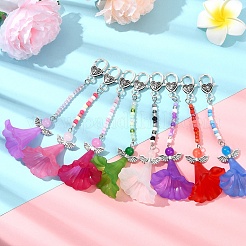 4 pendentif décoratif en acrylique et verre en forme d'ange&nbsp;HJEW-YW00060-01