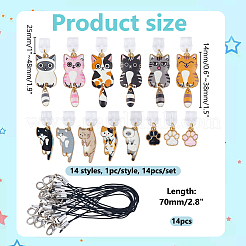 14 шт. 14 стиля в форме кошки и с рисунком лапы эмалированные мобильные пылезащитные заглушки из сплава&nbsp;HJEW-WR00020