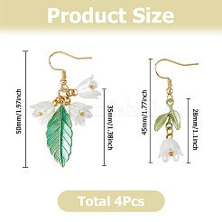 2 пара двух стилей сережек-подвесок из сплава с эмалью&nbsp;EJEW-HS00006
