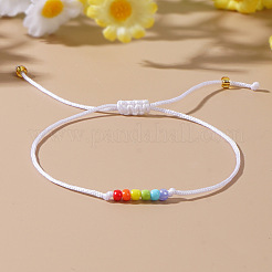 Браслеты из плетеного бисера с радужными бусинами в честь месяца гордости.&nbsp;XU2800-2