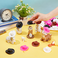 64種類のスタイルのプラスチック製人形用帽子4個  カウボーイハット  diyの人形作りのアクセサリー  ミックスカラー  47~54.5x47~54.5x16~17mm  内径：23.5~26x23~26mm  16個/スタイル&nbsp;FIND-PH0007-55