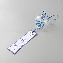 Стеклянный круглый японский колокольчик HJEW-WH0130-03E