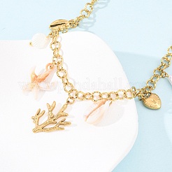 Женские кулоны в форме коралла из нержавеющей стали 304 NJEW-F352-01G