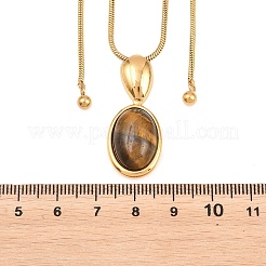 Ovaler Anhänger aus natürlichem Tigerauge&nbsp;NJEW-D326-04G