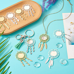 Наборы для изготовления подвесок из сплава с перьями в виде купола&nbsp;DIY-TA0011-22