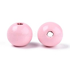 Perles rondes en bois de schima naturel peintes au pistolet&nbsp;WOOD-A018-14mm-05