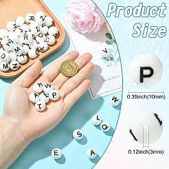 1 набор из 26 белых круглых силиконовых бусин с буквами&nbsp;ST-CJ0041-010