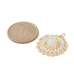 Плоские круглые подвески из натурального лунного камня PALLOY-MZ00135-05