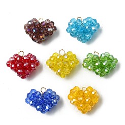 7 pendentif en forme de cœur en perles de verre et fil de cuivre fait à la main&nbsp;PALLOY-CJ00101