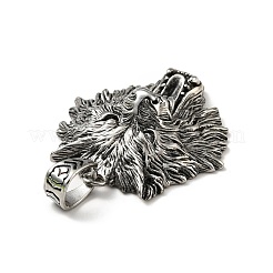 304ステンレスペンダント  ライオン  アンティークシルバー  47x41x12mm  穴：10x7mm&nbsp;STAS-E058-09AS