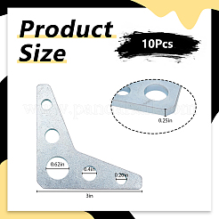 鉄製取り付けブラケット10個  サポートアングルブラケット  プラチナ  75.5x75.5x6.5mm&nbsp;FIND-WH0366-427