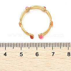 楕円形 304 ステンレス エナメル オープン カフ リング  18KGP本金メッキ  レッド  7mm  調整可能&nbsp;RJEW-Q006-02B-G