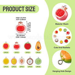18 pz 9 stili 3d tema frutta pendenti in resina opaca&nbsp;RESI-TA0005-18
