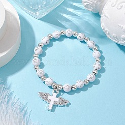 Позолоченные акриловые эластичные браслеты BJEW-JB11043-01