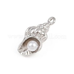 Подвески из искусственного жемчуга в форме ракушки из латуни и АБС-пластика KK-I352-04C-P