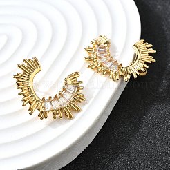 Серьги-гвоздики в форме буквы С из нержавеющей стали 304 с микропаве из прозрачных кубических цирконий EJEW-D315-08G