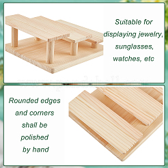 Espositori per occhiali in legno massiccio a 3 livello&nbsp;ODIS-WH0043-31