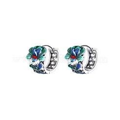 Серьги-кольца с цветочной эмалью из латуни&nbsp;FS-WG4316D-01
