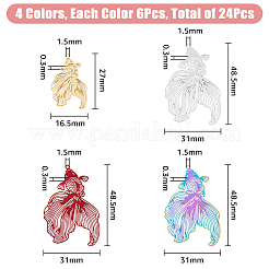 24 шт. 4-х цветные филигранные подвески из нержавеющей стали 201 STAS-FH0002-09