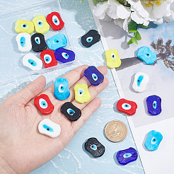 24шт 6 цвета ручной работы сглаз бусины лэмпворк&nbsp;LAMP-NB0001-77