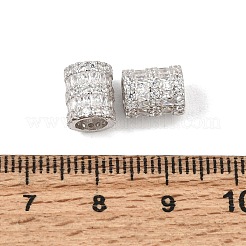 スターリングシルバーマイクロパヴェクリアキュービックジルコニアビーズ925個  ラックめっき  長持ちメッキ  コラム  ロジウムメッキ  プラチナメッキ  8.5x7mm  穴：2mm&nbsp;SE-CBAF1B2-16C-P