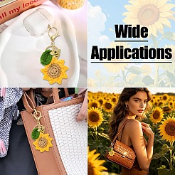 Porte-clés tournesol crocheté à la main et abeille émaillée.&nbsp;KEYC-YW00305