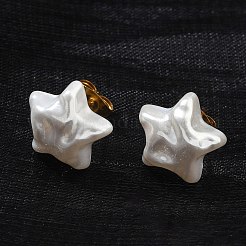 Серьги-гвоздики из пластика с имитацией жемчуга из нержавеющей стали 304&nbsp;EJEW-R030-01G-03